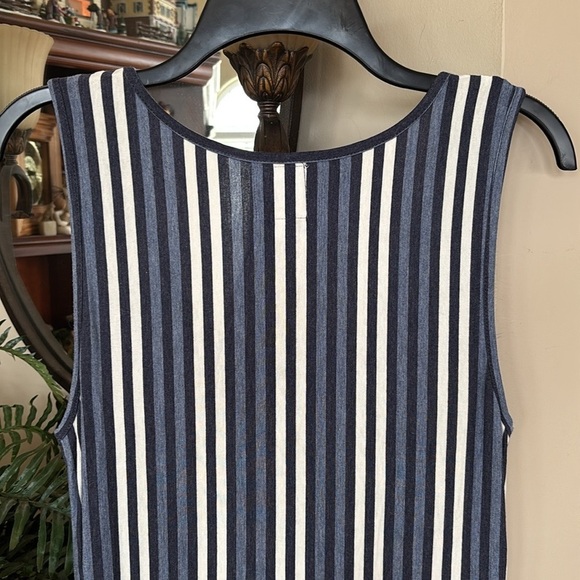 Sunday Anthropologie Blue White Striped High Low Maxi Dress Sleeveless Stretch - Picture 11 of 14